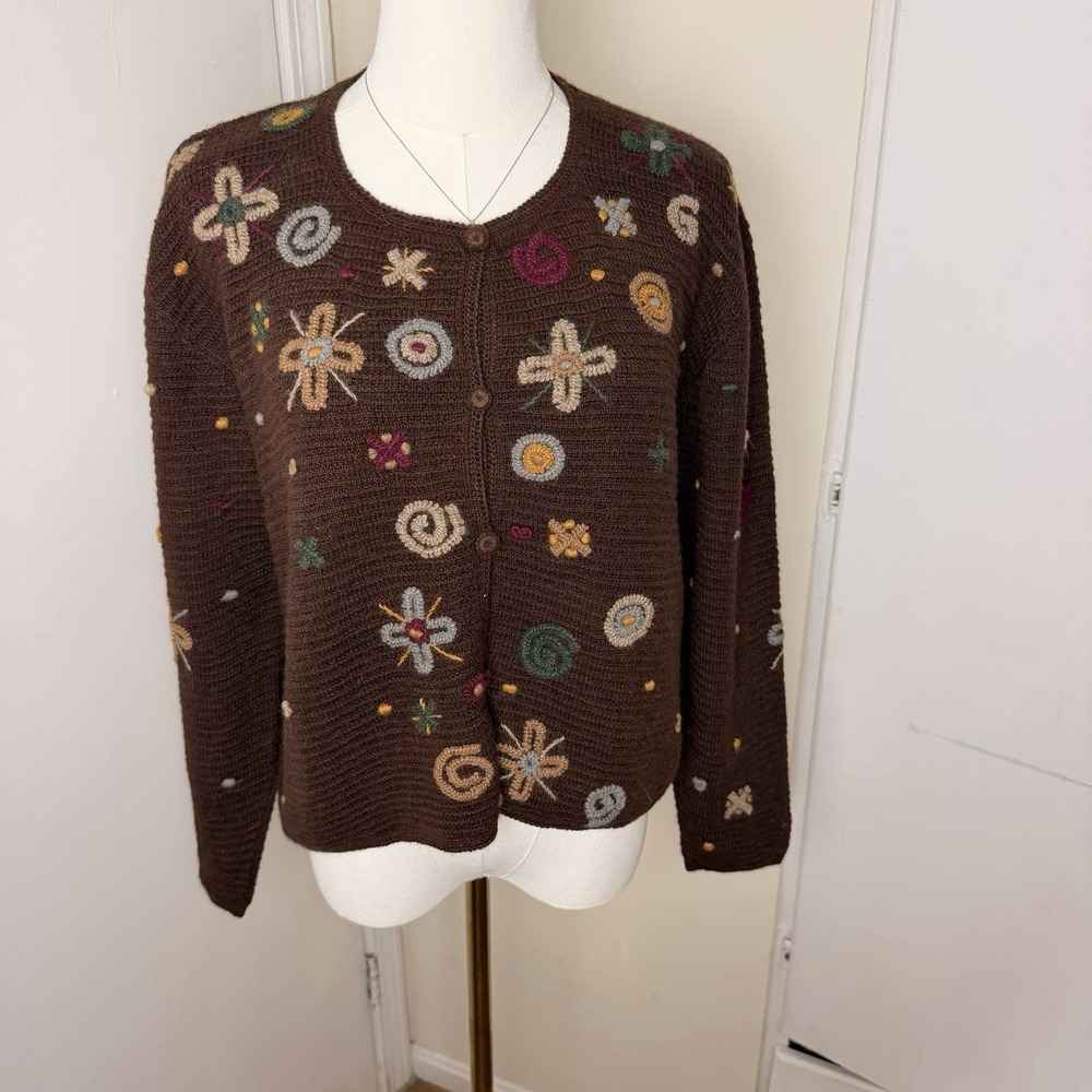 Northwest Alpacas Country Store Women's 100% Alpaca Sweater L VTG Brown Pullover